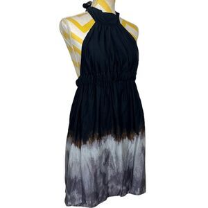 Aqua Black and Gray Halter Mini Dress